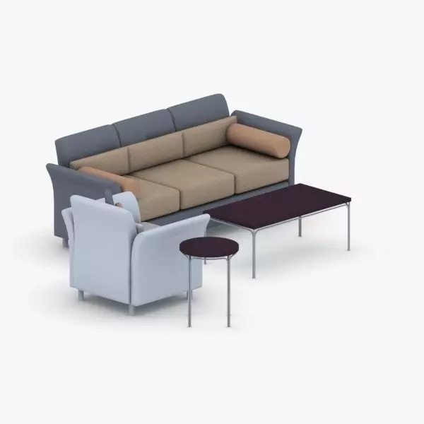 1197 - Sofa Low-poly 3D model_0