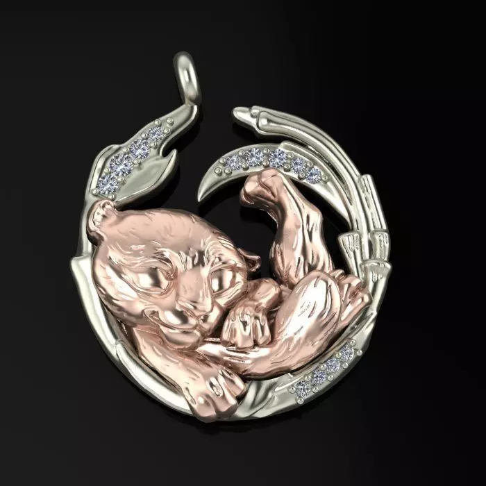 Magerit Necklace Dream Tiger with Gems 3D print model_0