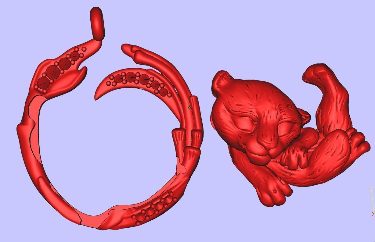 Magerit Necklace Dream Tiger with Gems 3D print model_4