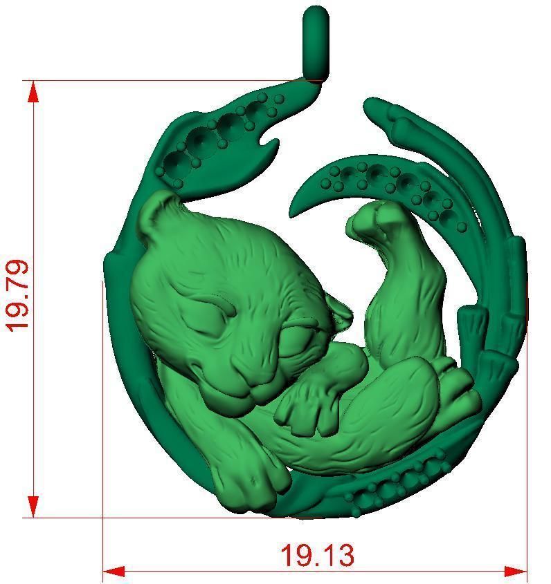 Magerit Necklace Dream Tiger with Gems 3D print model_1