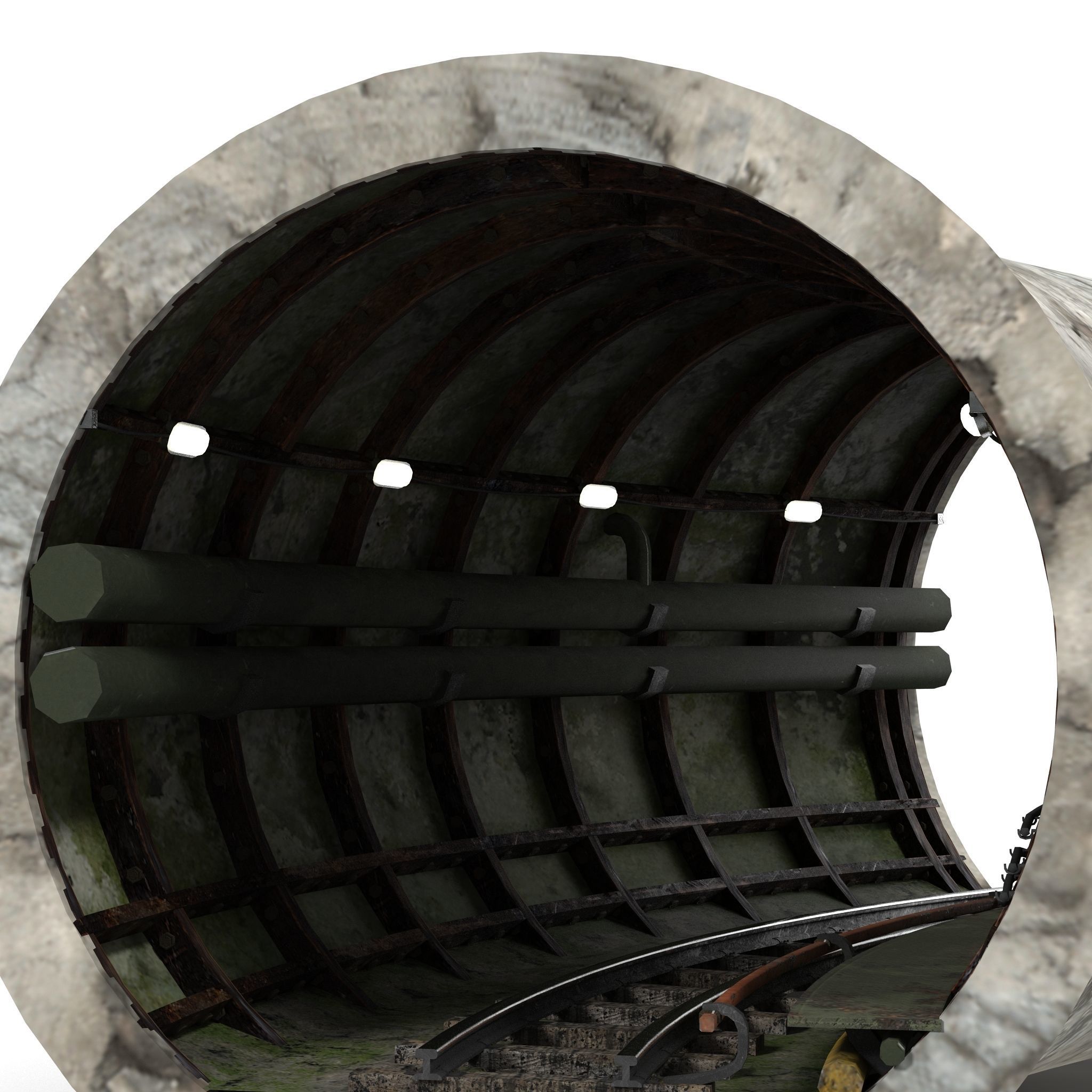 Subway tunnel C Low-poly 3D model_5