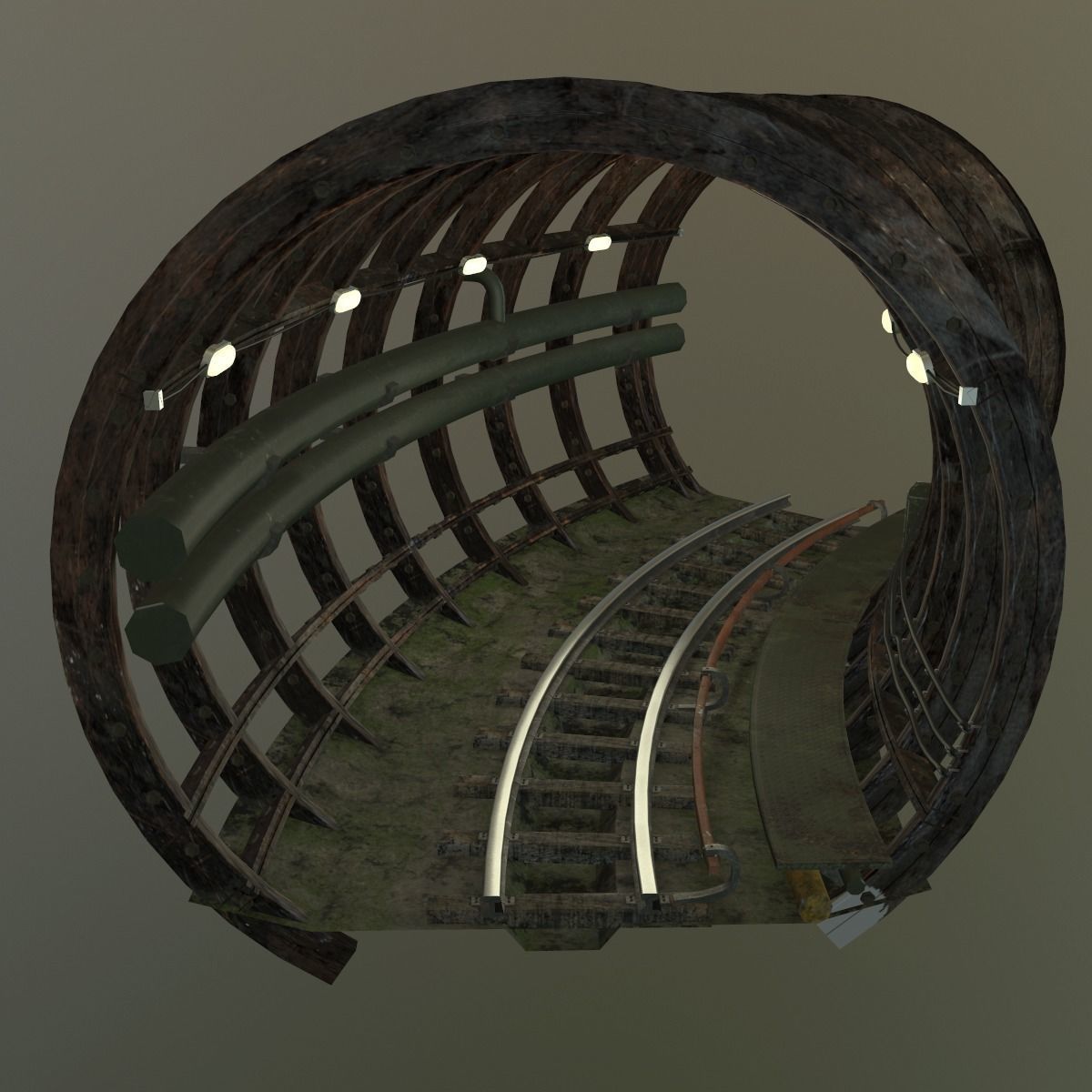 Subway tunnel C Low-poly 3D model_14