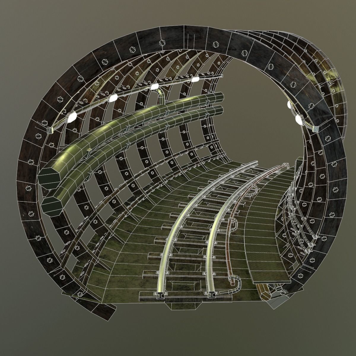 Subway tunnel C Low-poly 3D model_15