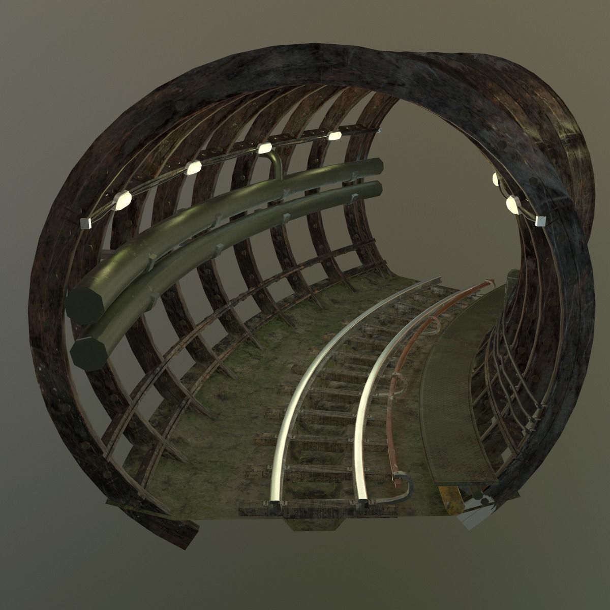 Subway tunnel C Low-poly 3D model_13