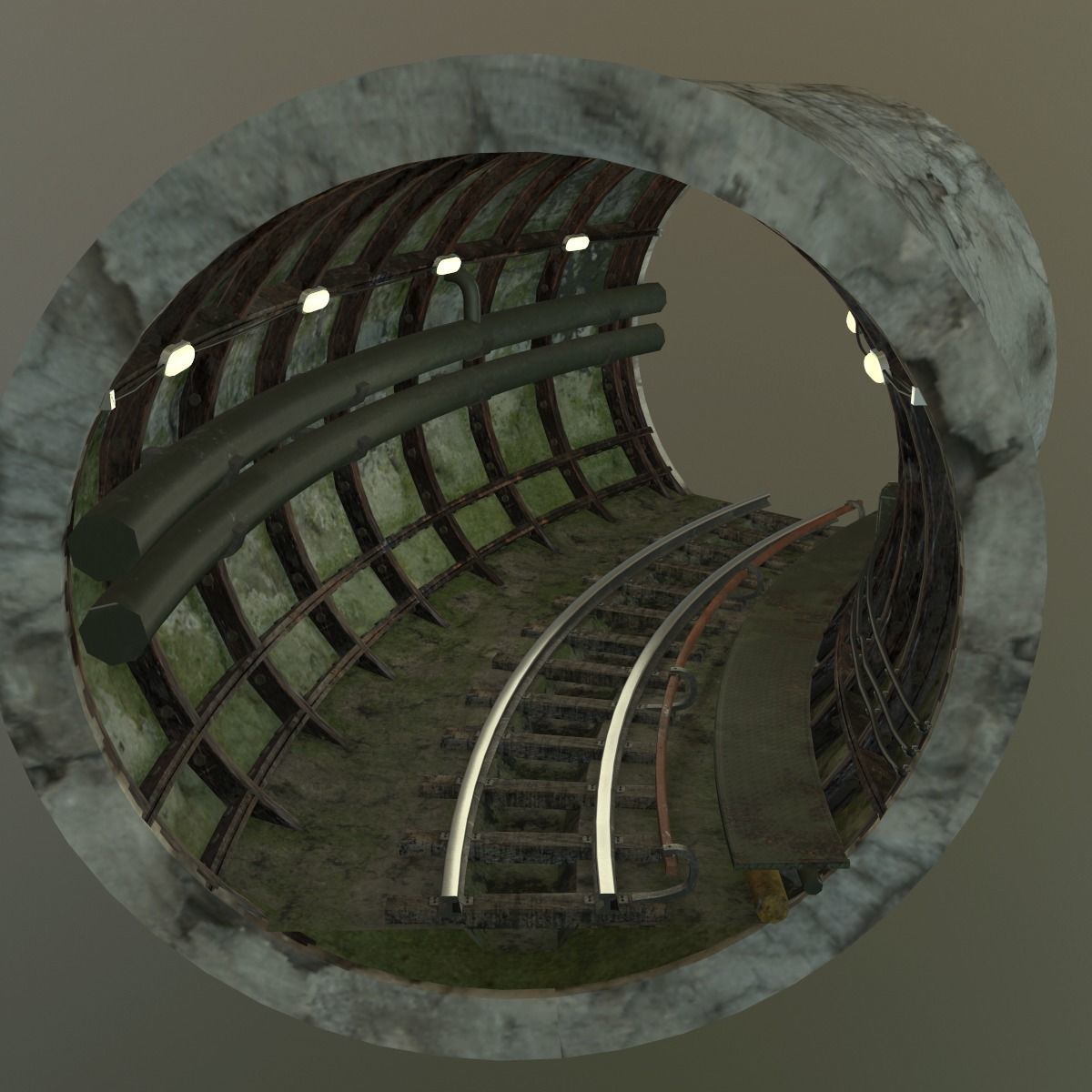 Subway tunnel C Low-poly 3D model_12