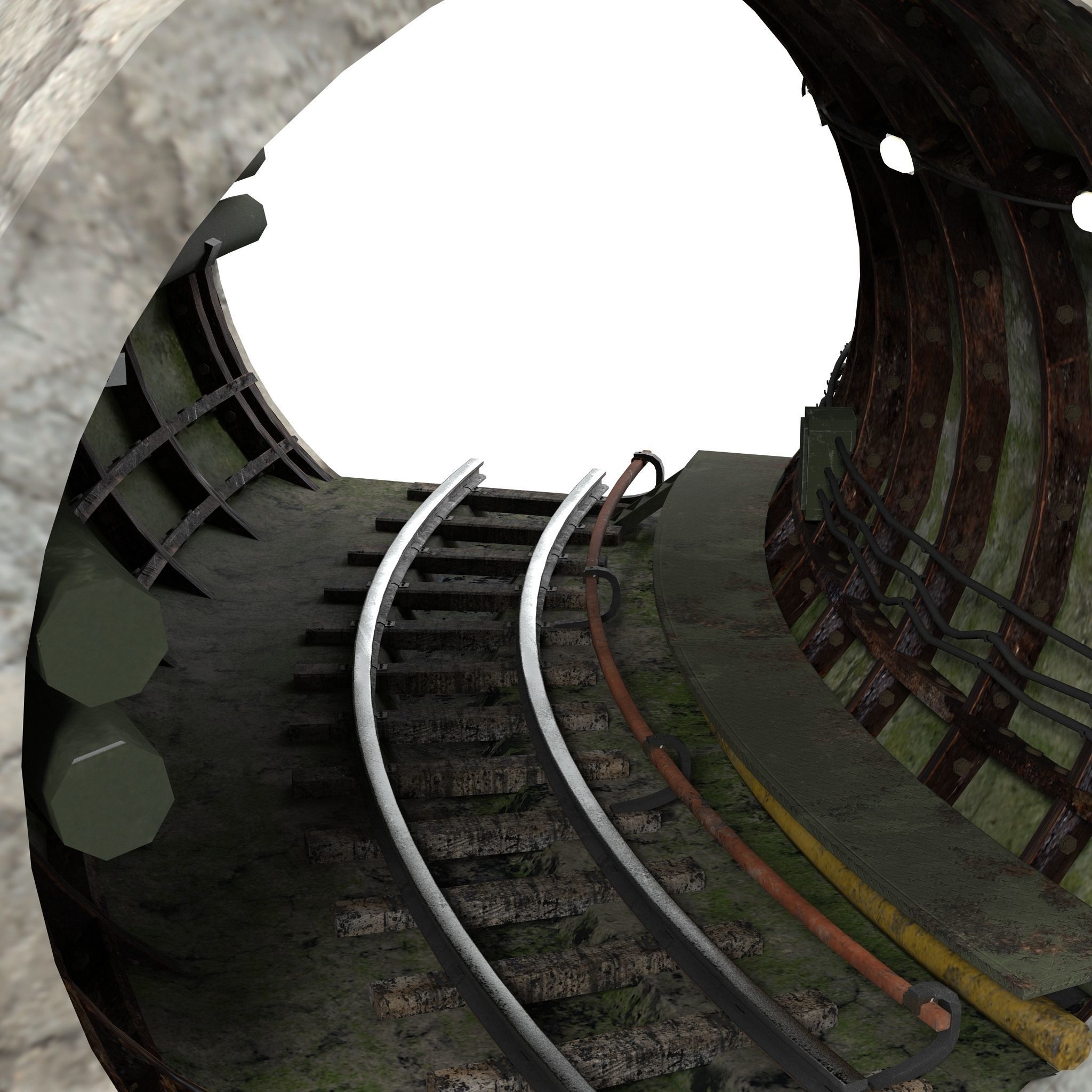 Subway tunnel C Low-poly 3D model_11
