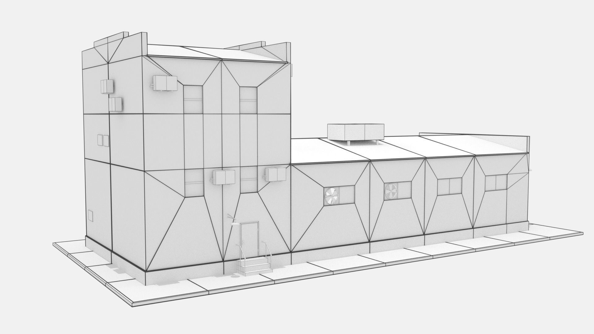 Industrial Building Low-poly 3D model_5