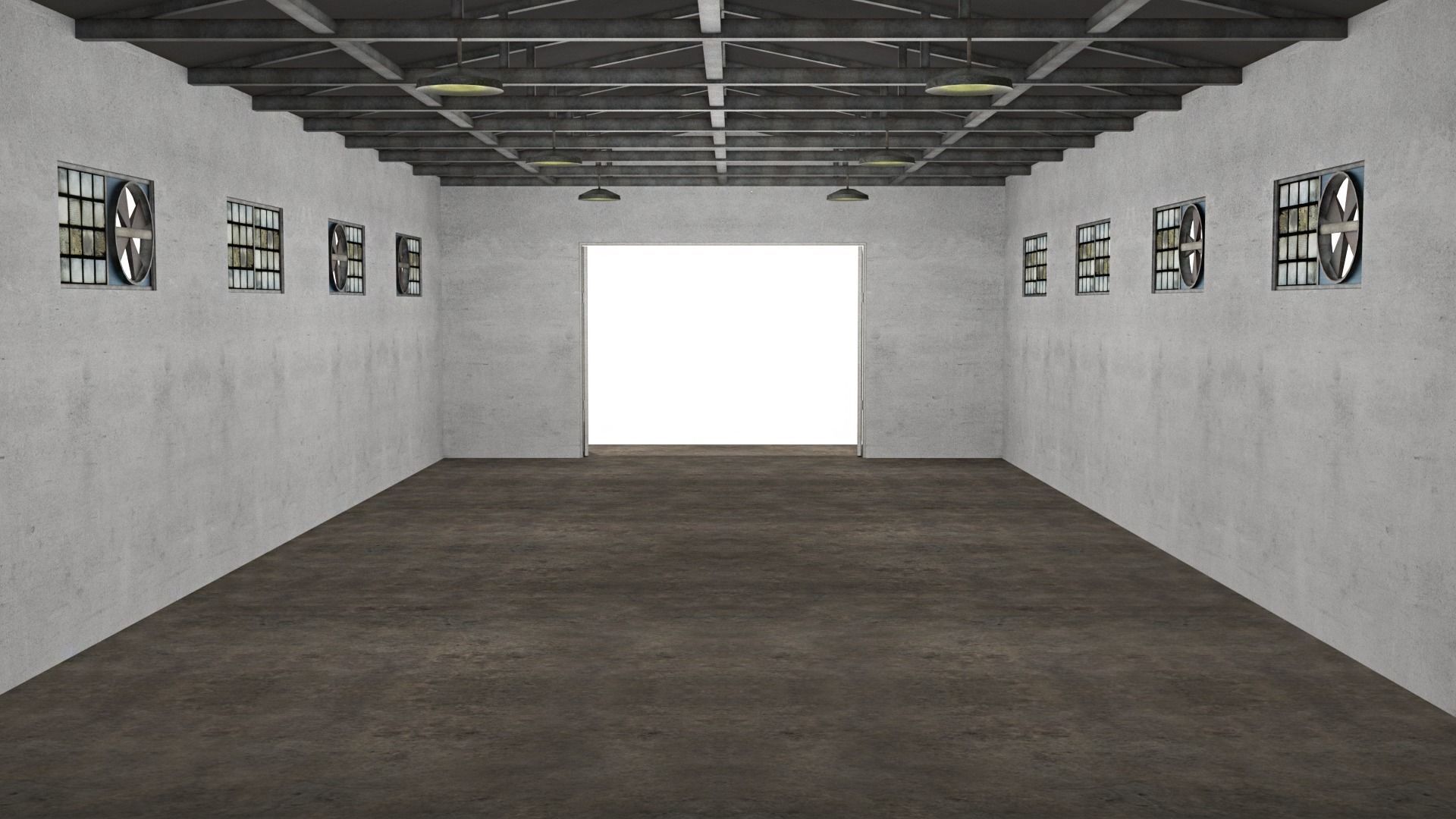 Industrial Building Low-poly 3D model_7