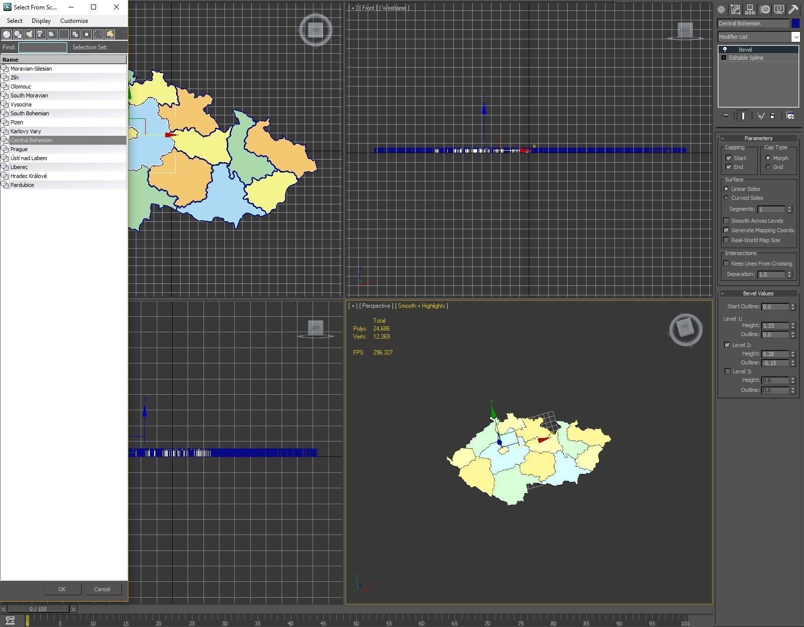 3d Political Map of the Czech Republic 3D model_8