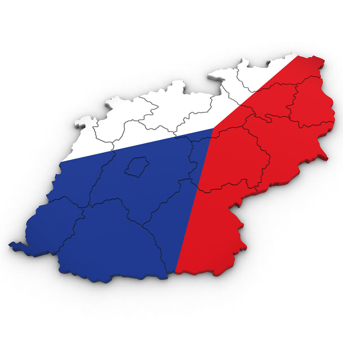 3d Political Map of the Czech Republic 3D model_2