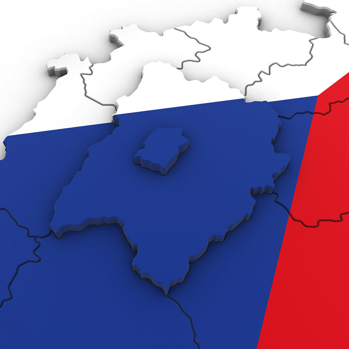 3d Political Map of the Czech Republic 3D model_6