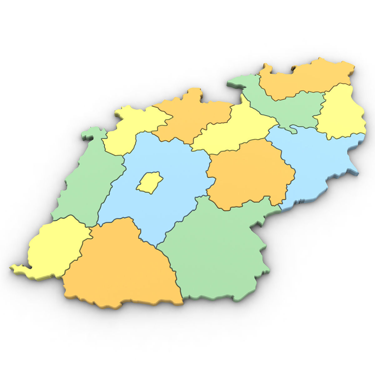 3d Political Map of the Czech Republic 3D model_3
