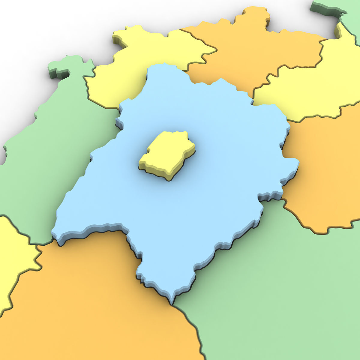 3d Political Map of the Czech Republic 3D model_7