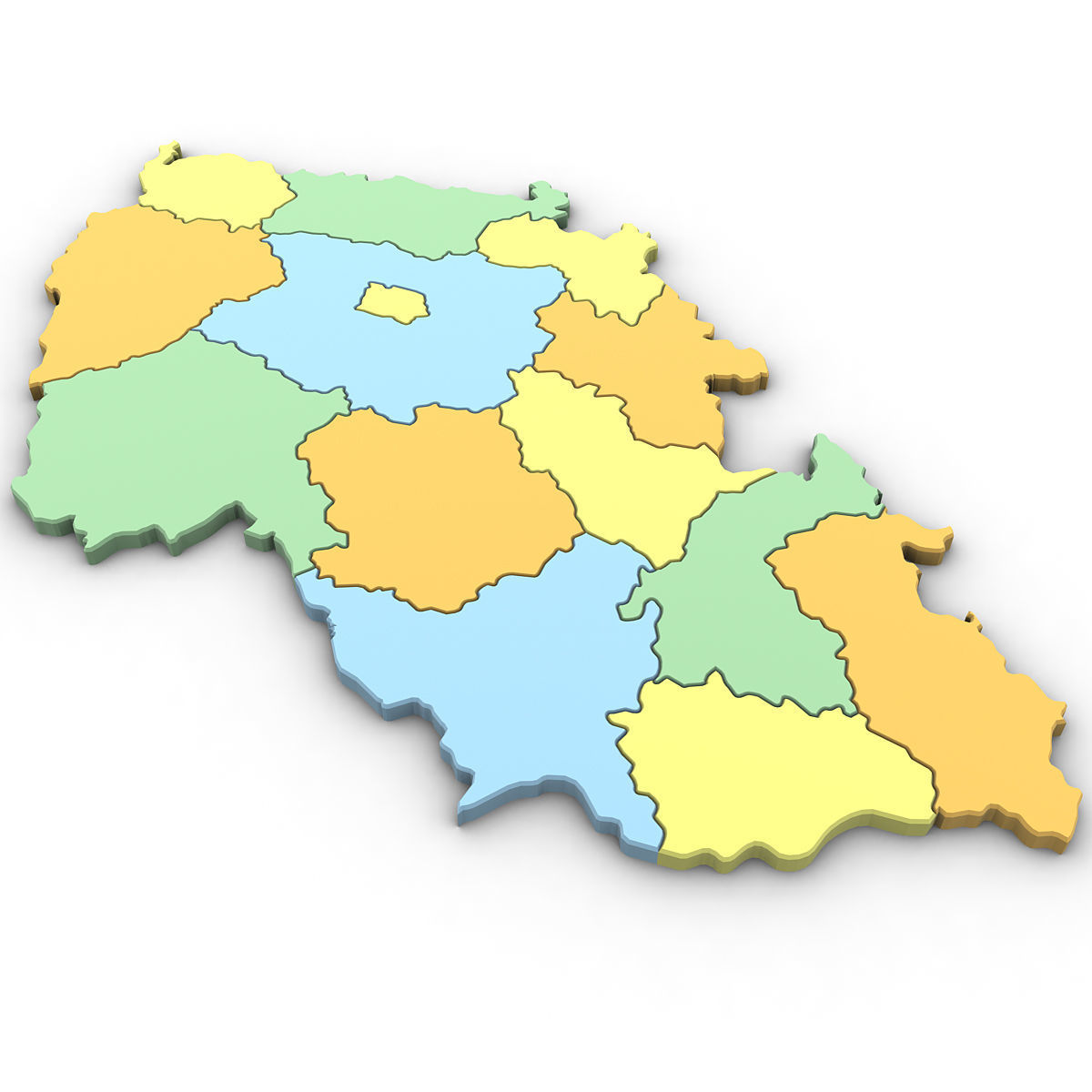 3d Political Map of the Czech Republic 3D model_1