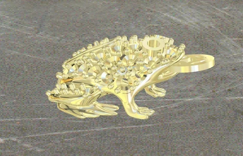 toads gold plated frog brooch 3D print model