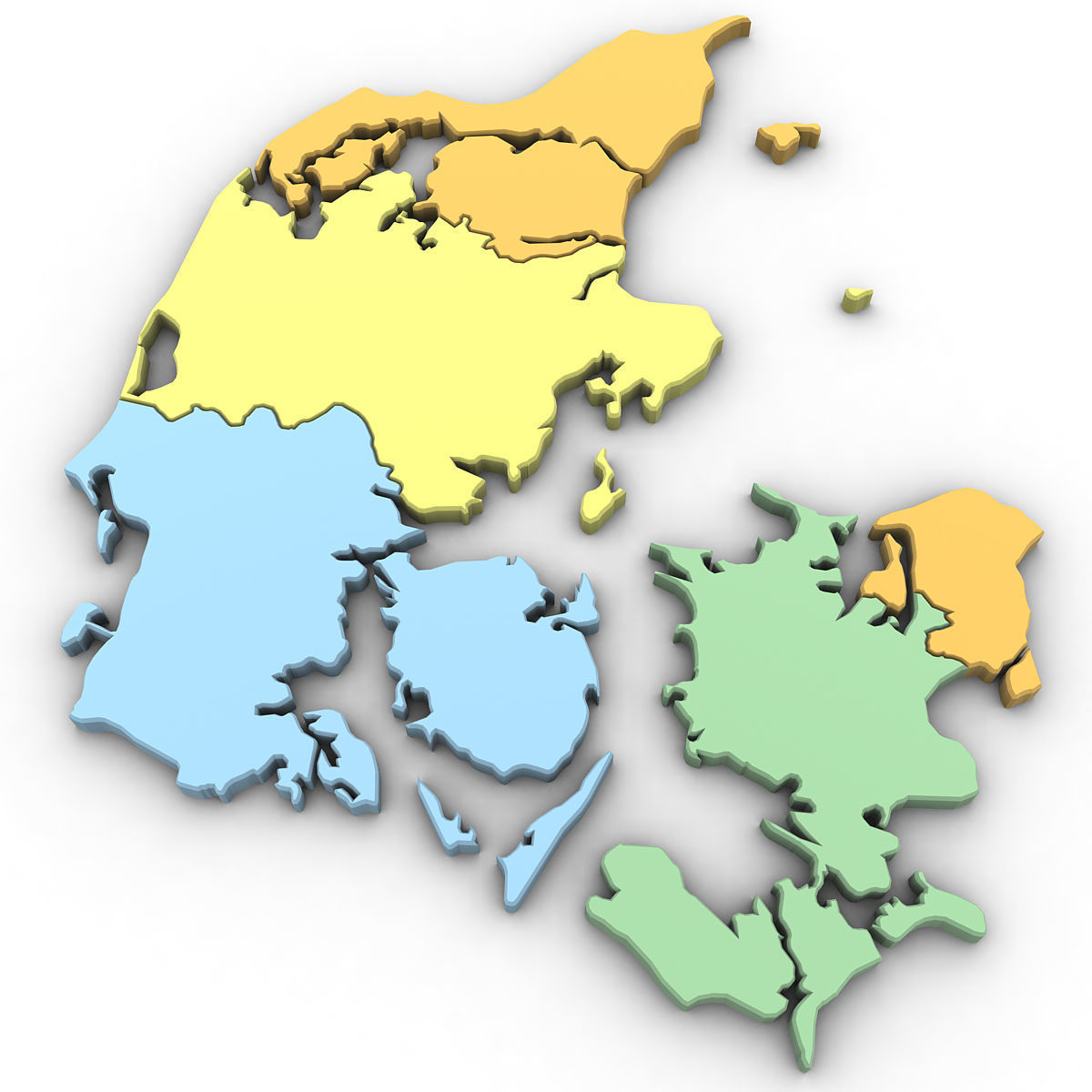 3d Political Map of Denmark 3D model_1