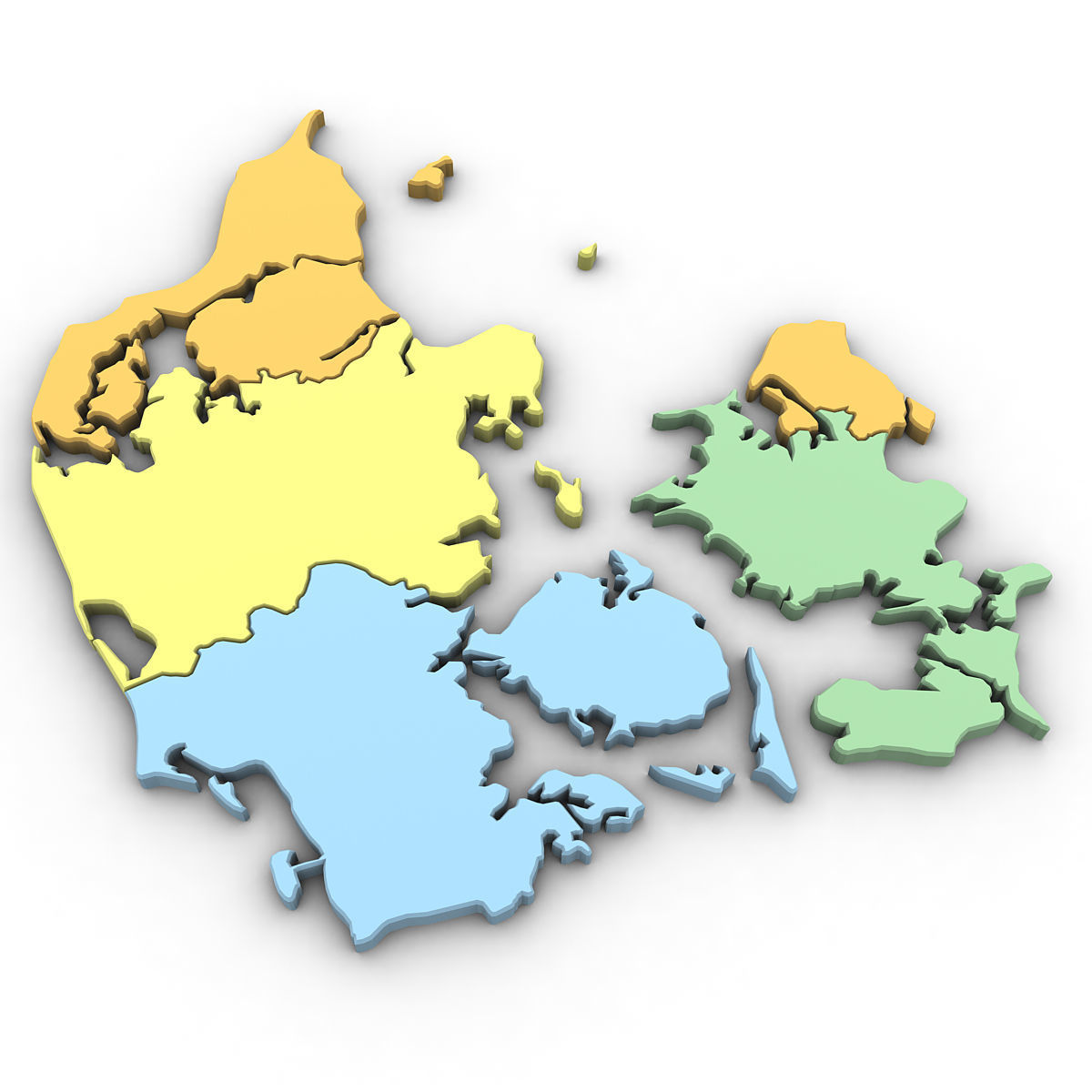 3d Political Map of Denmark 3D model_3