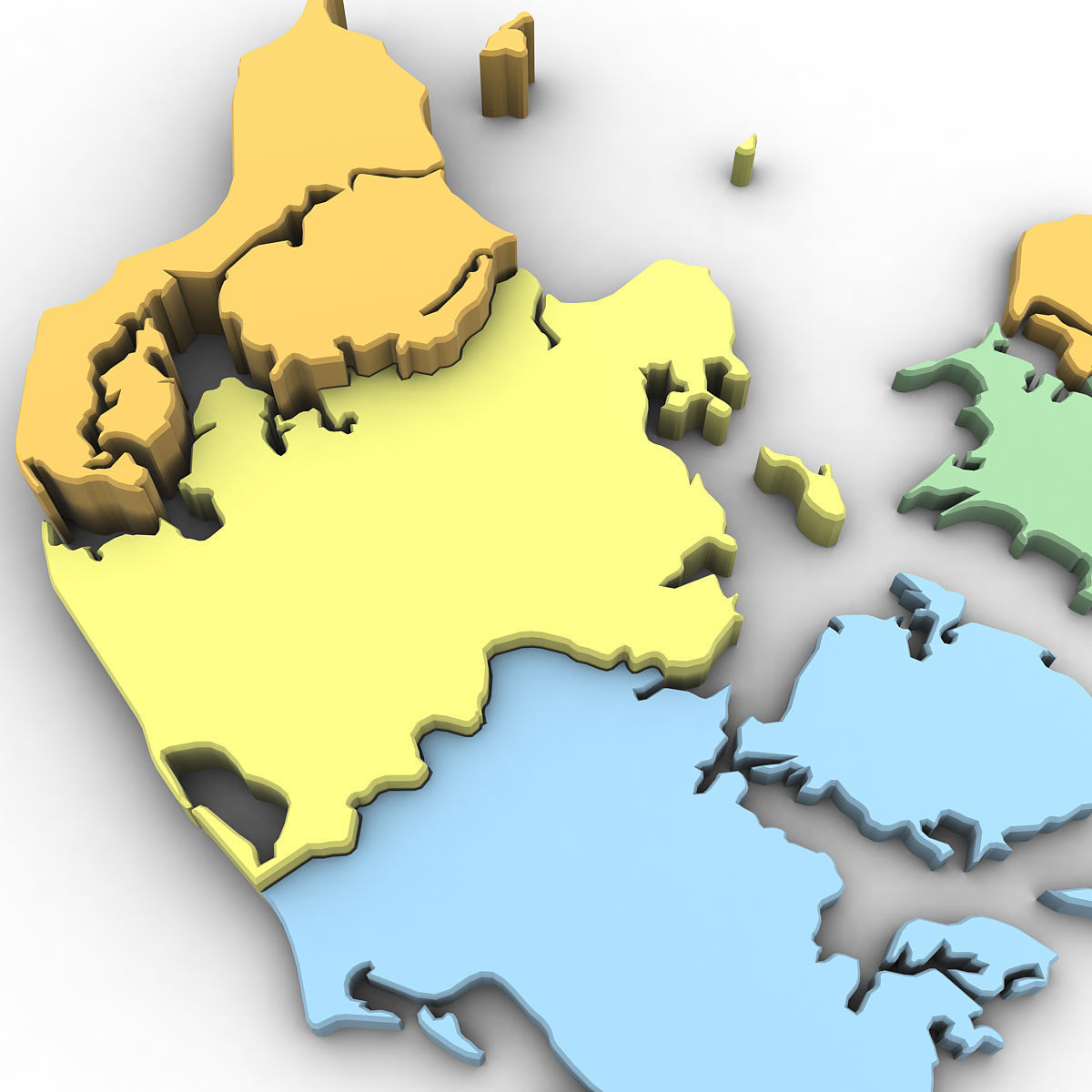 3d Political Map of Denmark 3D model_7
