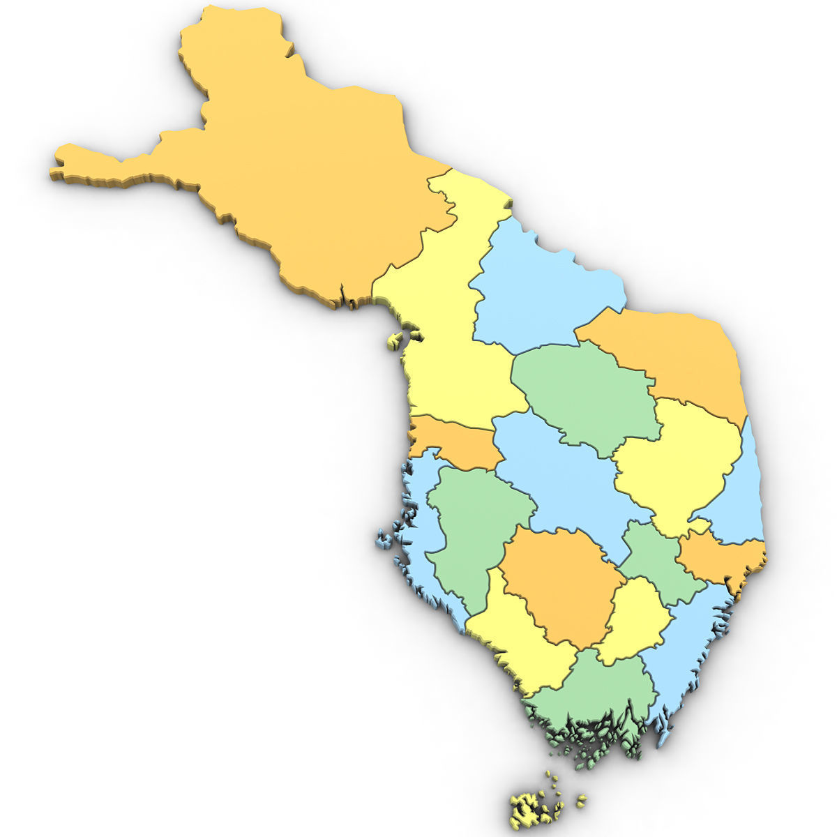 3d Political Map of Finland 3D model_1