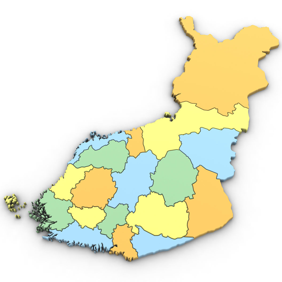 3d Political Map of Finland 3D model_3