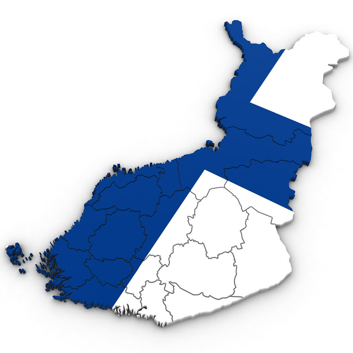 3d Political Map of Finland 3D model_2