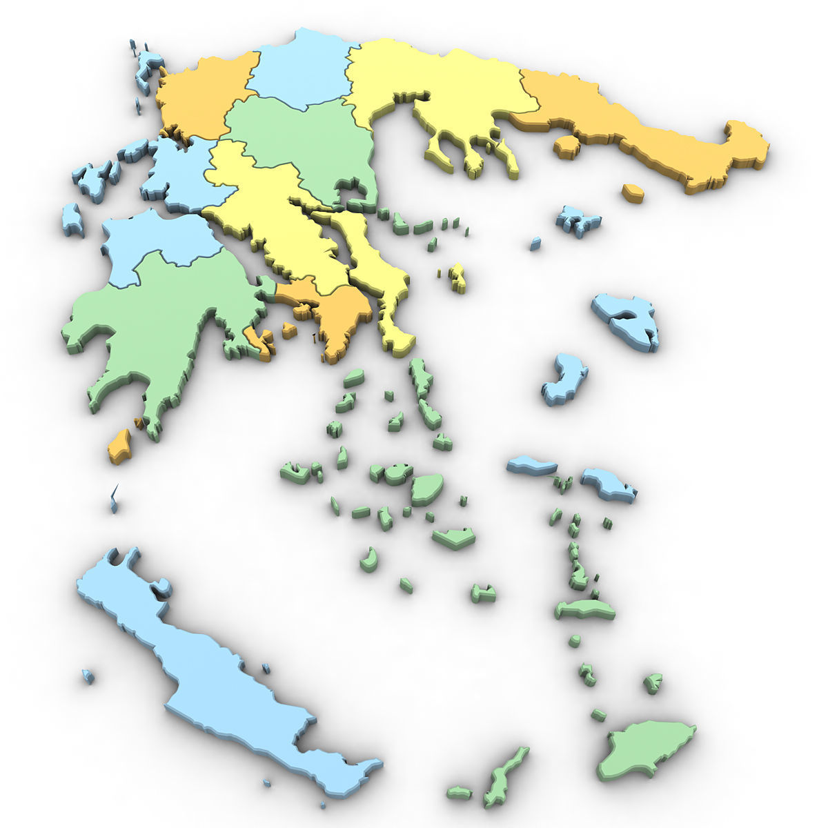 Political Map of Greece 3D model_1