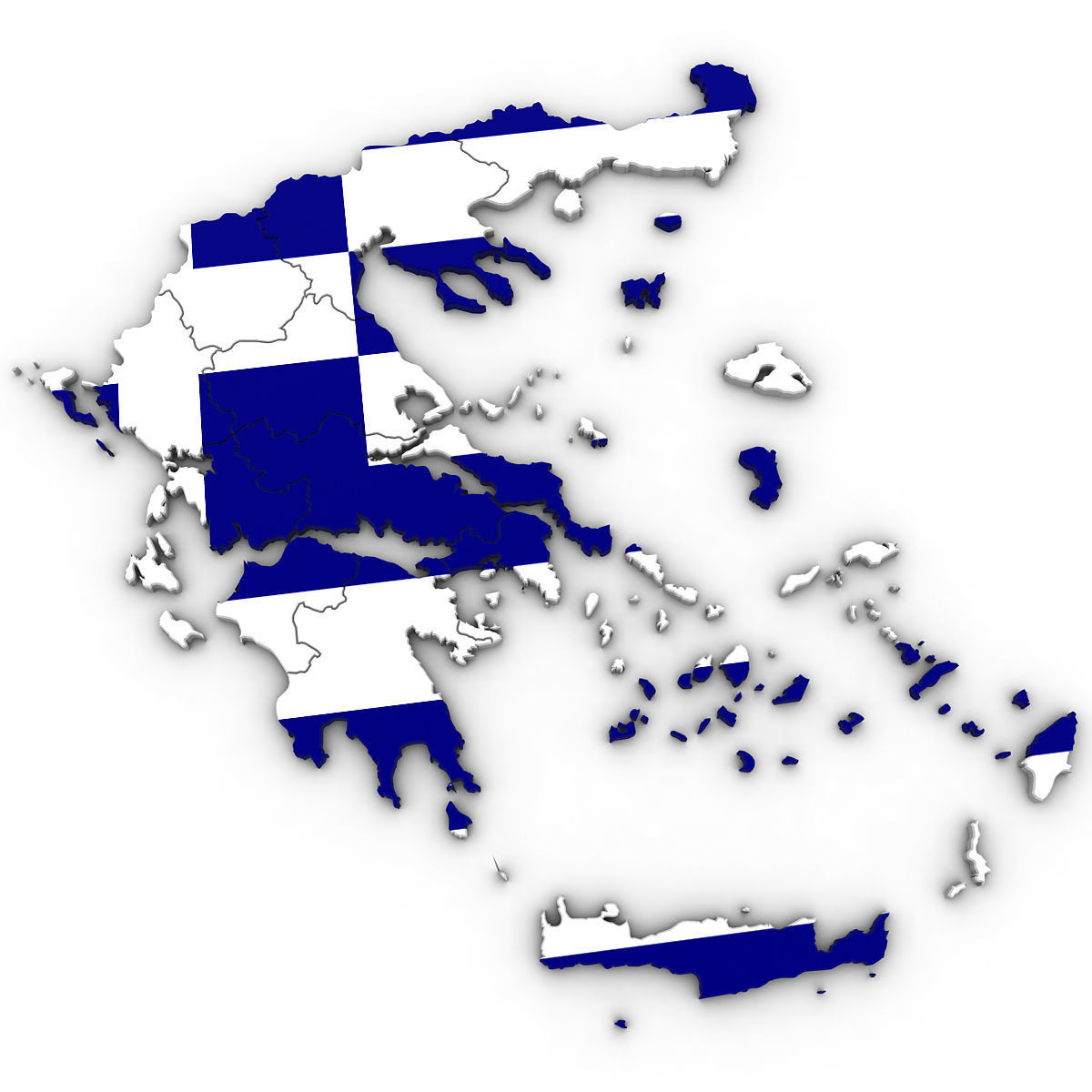 Political Map of Greece 3D model_2