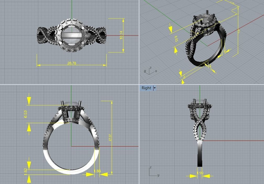 Engagement ring 3D print model_5