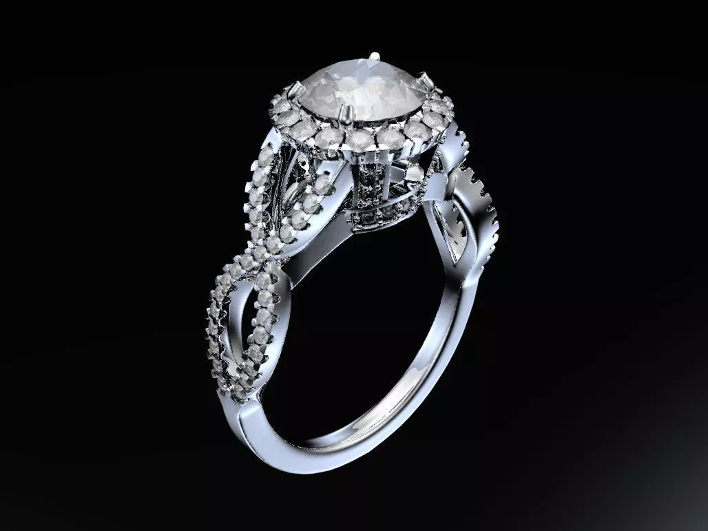 Engagement ring 3D print model_0