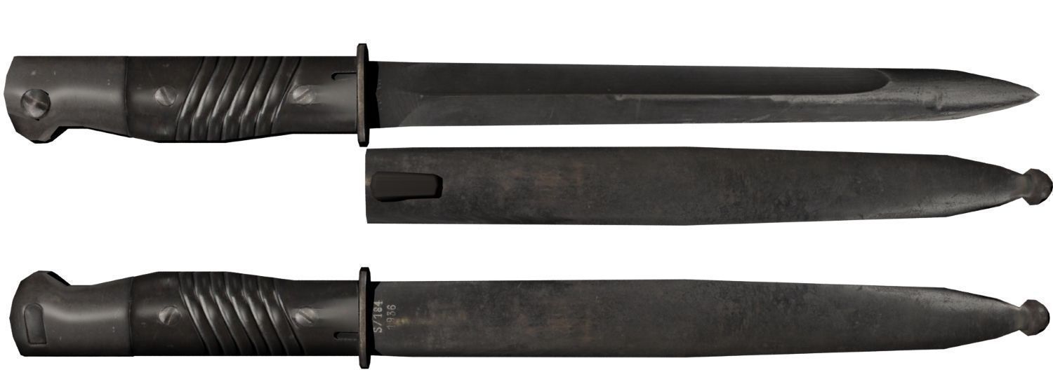 Bayonet for K 98 Karabiner Low-poly 3D model_1