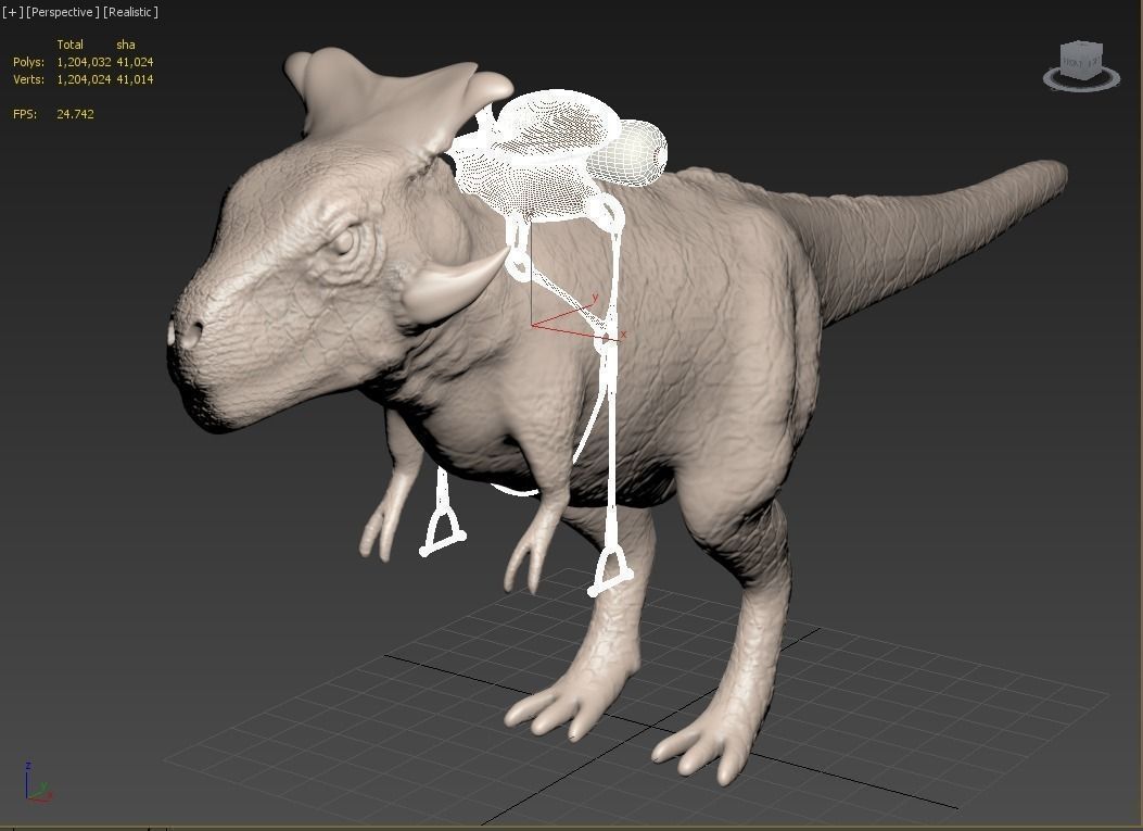 T-Rex t - rex with backpack 3D print model_5