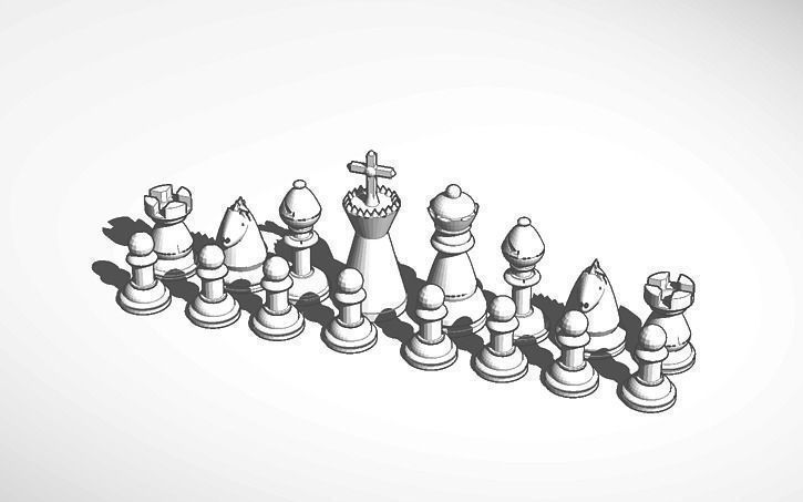 Chess Set pieces 3D print model_0