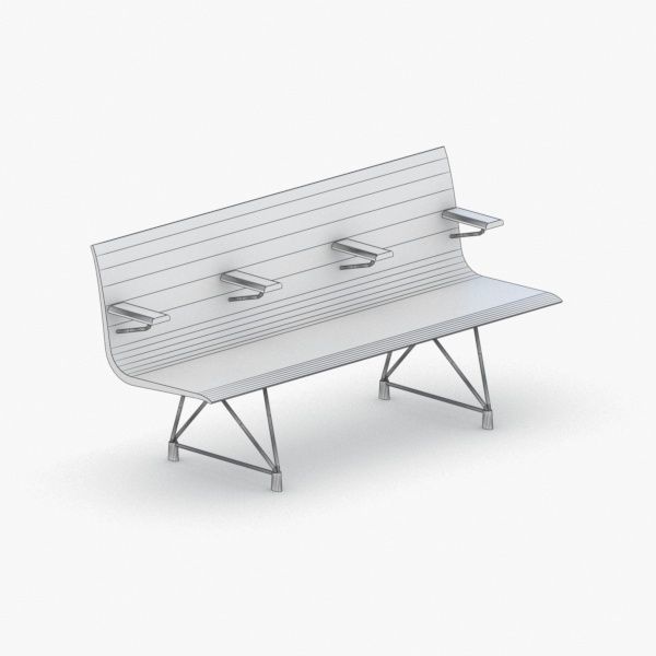 1223 - Public Seating Low-poly 3D model_2