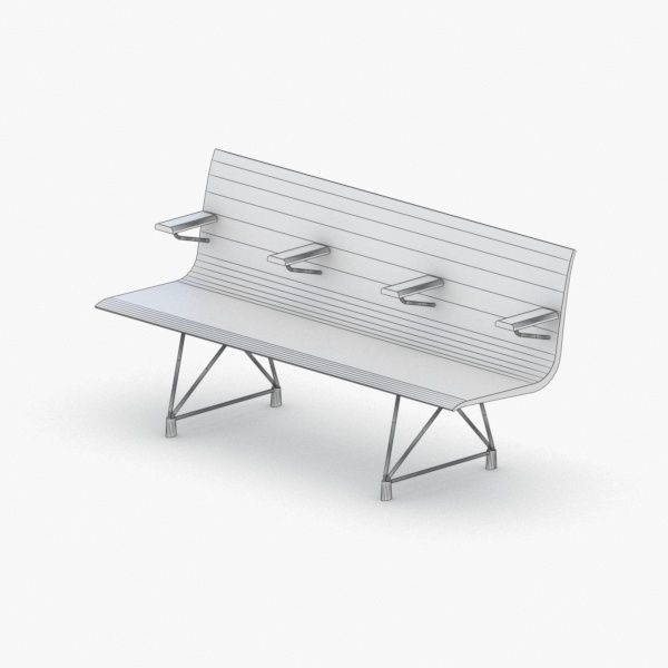 1223 - Public Seating Low-poly 3D model_1