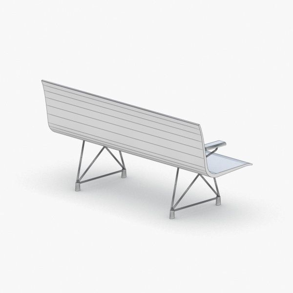 1223 - Public Seating Low-poly 3D model_4