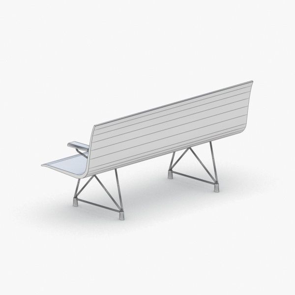 1223 - Public Seating Low-poly 3D model_3