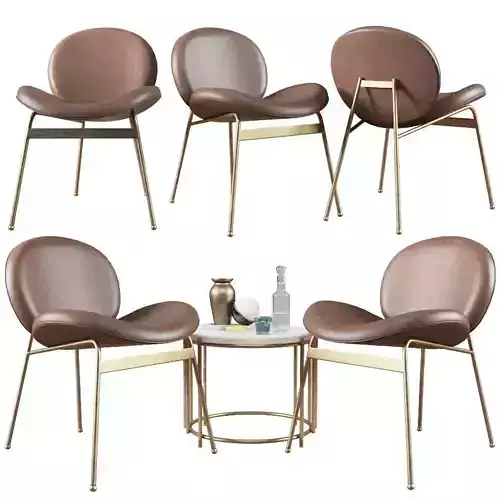 Lounge Chair Jane and Side Table Messina Nesting West Elm 3D model