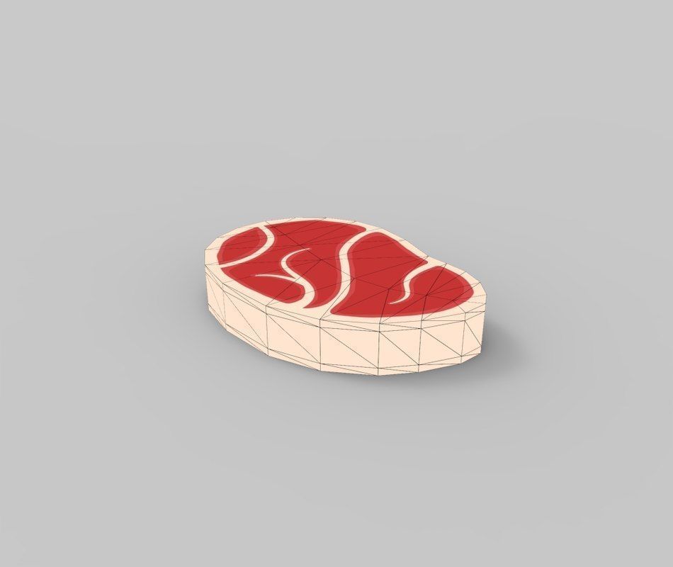 Steak 3D model piece of Low-poly 3D model_4