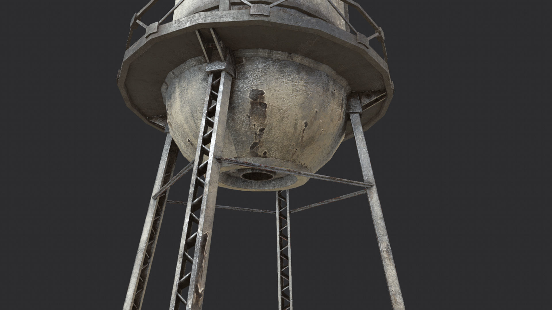Old Water Tower PBR Low-poly 3D model_2