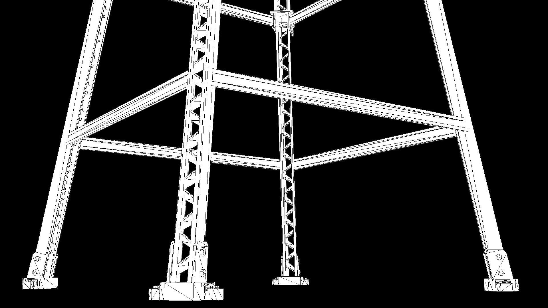 Old Water Tower PBR Low-poly 3D model_7