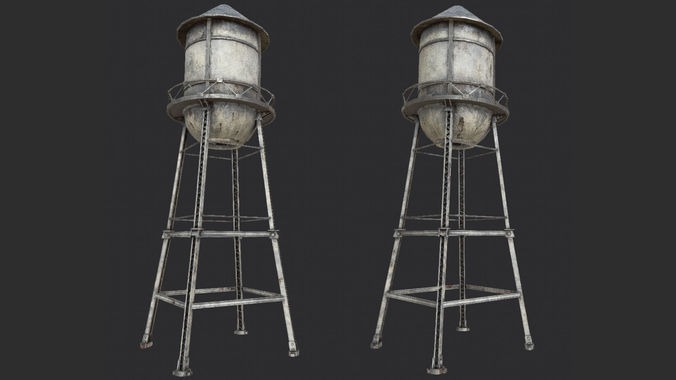 Old Water Tower PBR Low-poly 3D model