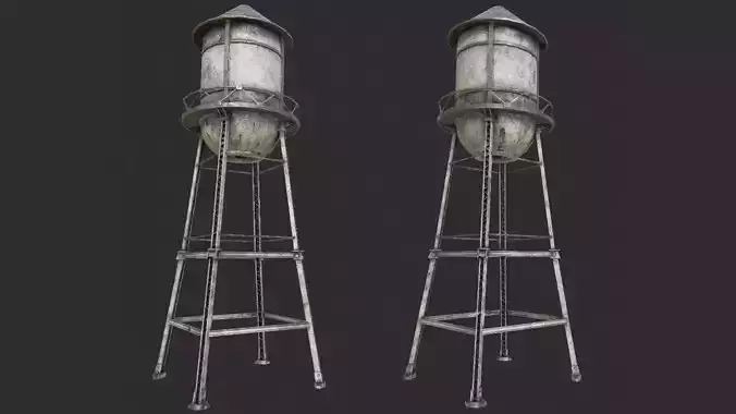 Old Water Tower PBR Low-poly 3D model