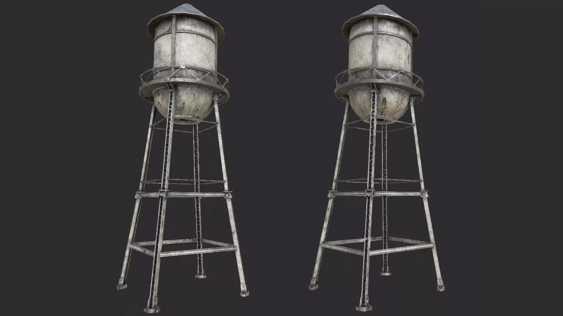 Old Water Tower PBR Low-poly 3D model_0