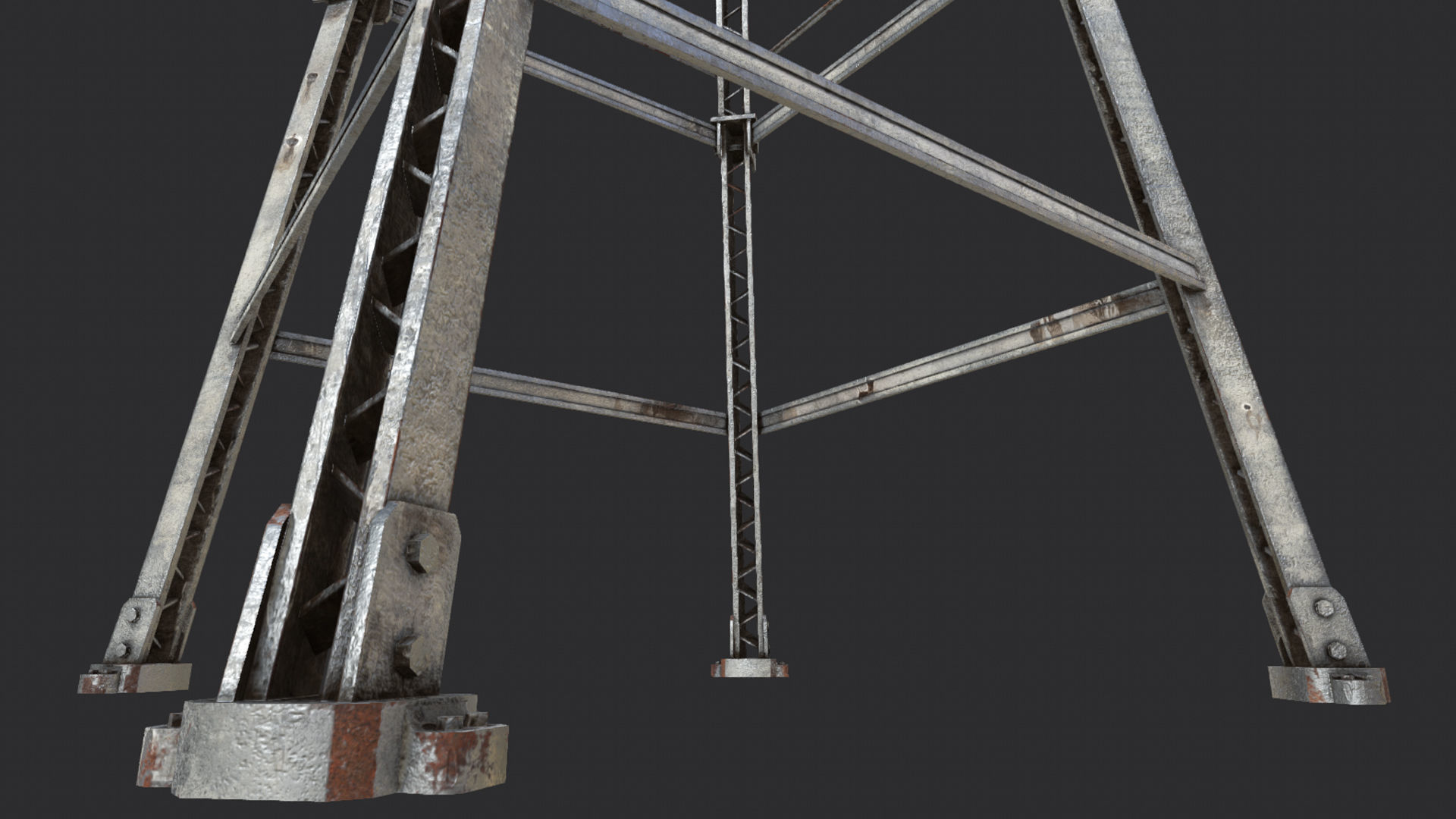 Old Water Tower PBR Low-poly 3D model_4