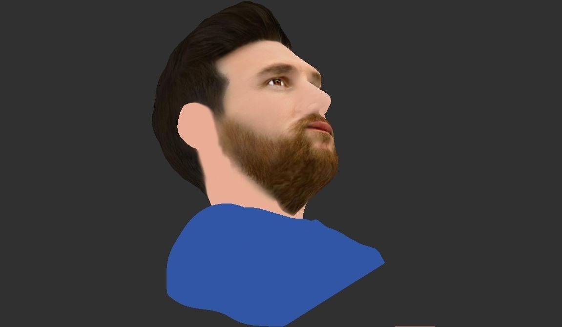 Lionel Messi bust ready for full color 3D printing 3D print model_16