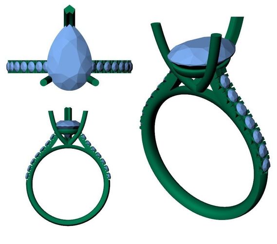 APLR0002-2CT PEAR SOLITAIRE 3D print model