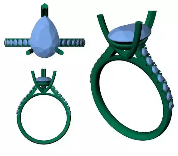 APLR0002-2CT PEAR SOLITAIRE 3D print model