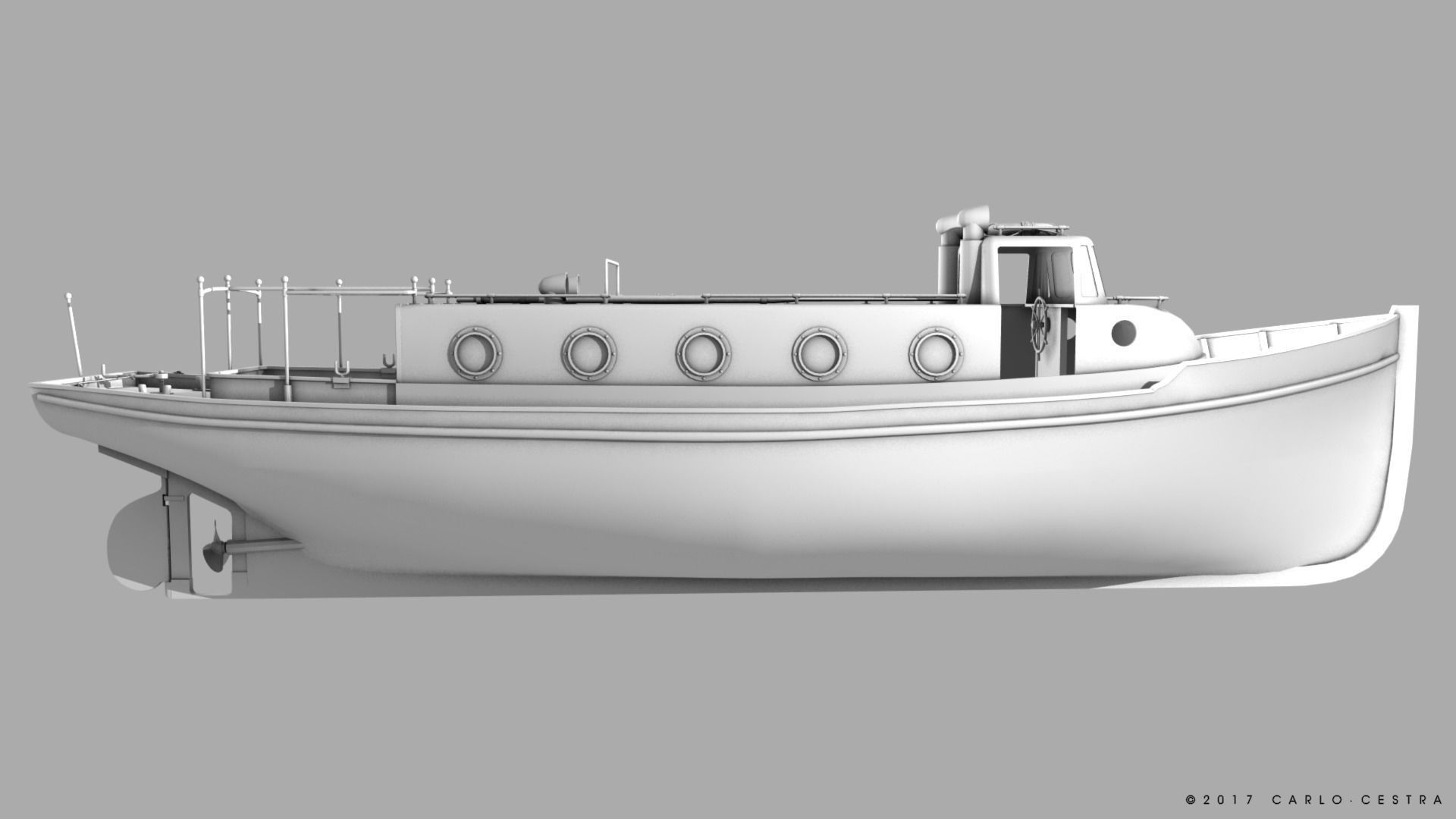 Motorboat WW2 Italian Navy Low-poly 3D model_14