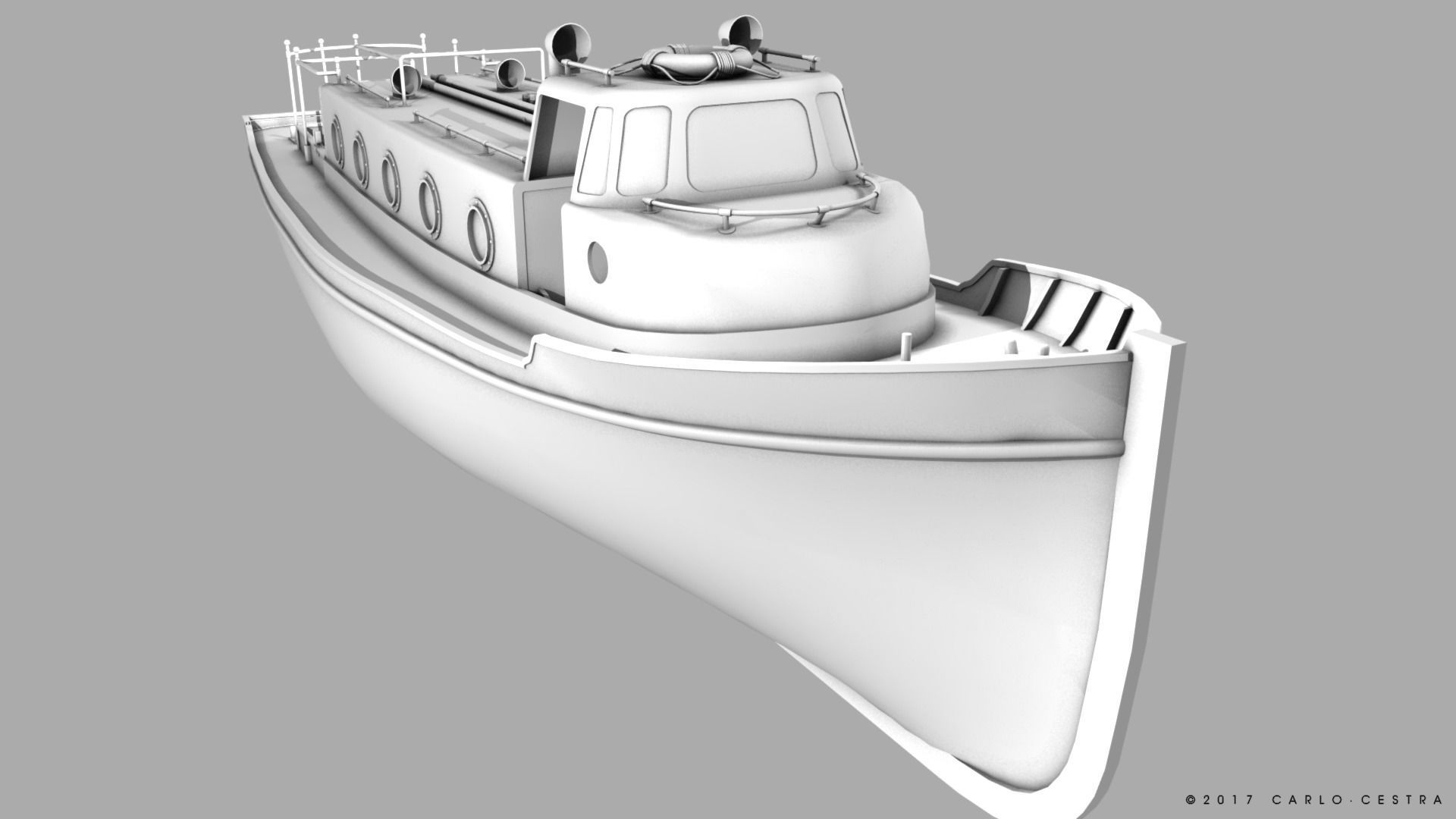 Motorboat WW2 Italian Navy Low-poly 3D model_13