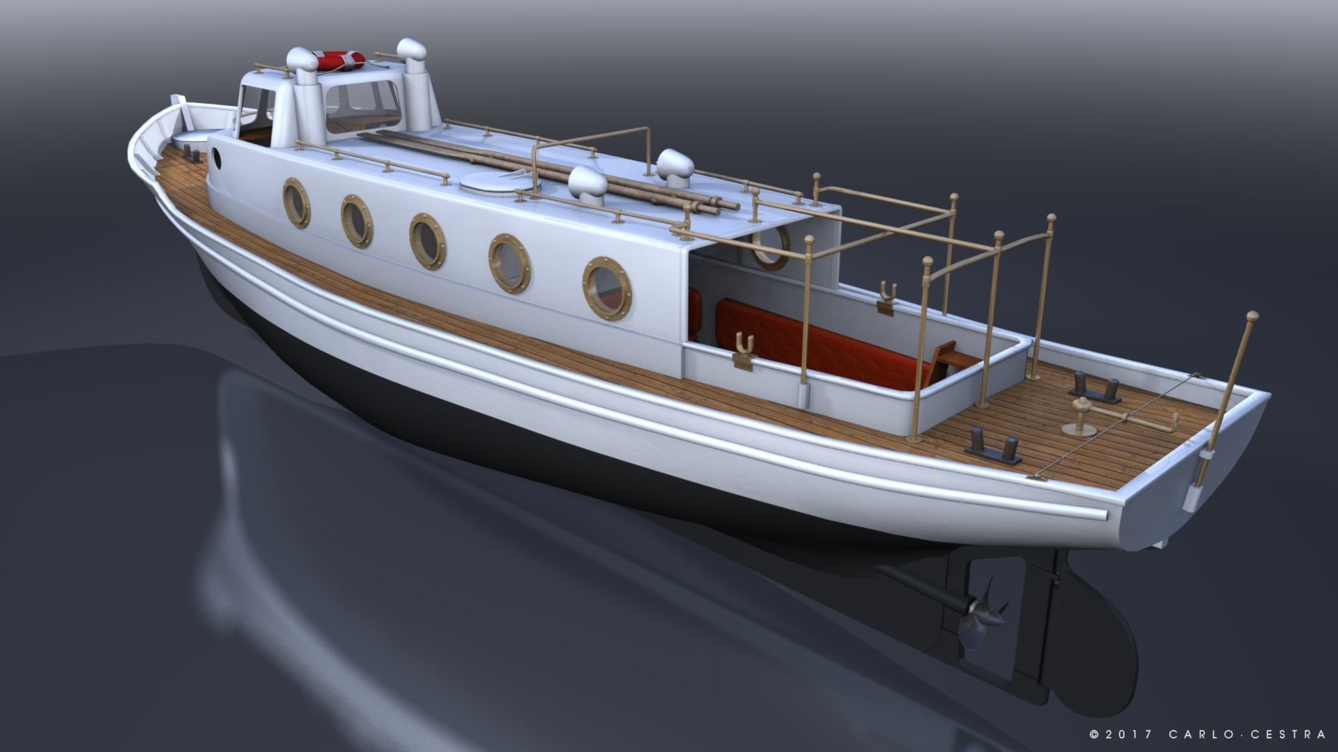 Motorboat WW2 Italian Navy Low-poly 3D model_4